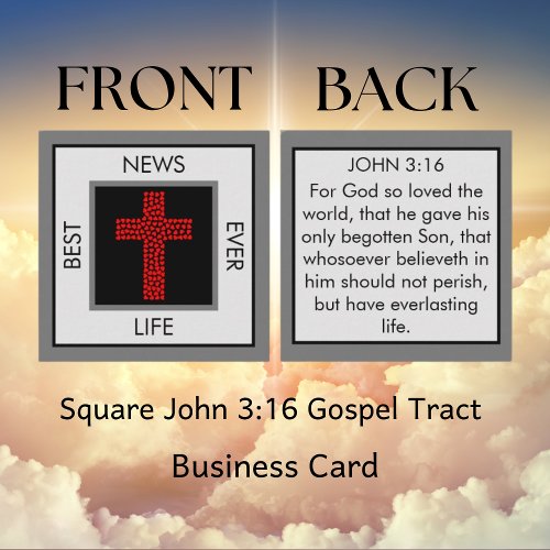 Best News Ever John 316 Gospel Tract Square Business Card