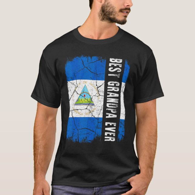 Best Nicaraguan Grandpa Ever Nicaragua Flag Father T-Shirt (Front)