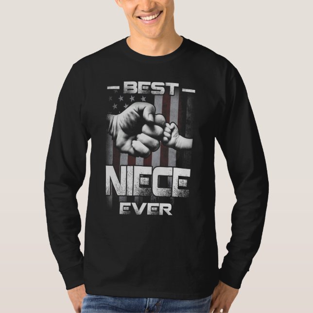 Best Niece Ever Fist bump USA Flag Father's Day T-Shirt (Front)