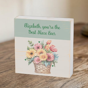 Best niece ever flowers green rustic wooden box sign