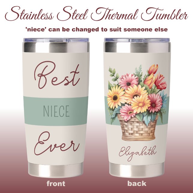 Best niece ever gerbera flowers green insulated tumbler (Creator Uploaded)