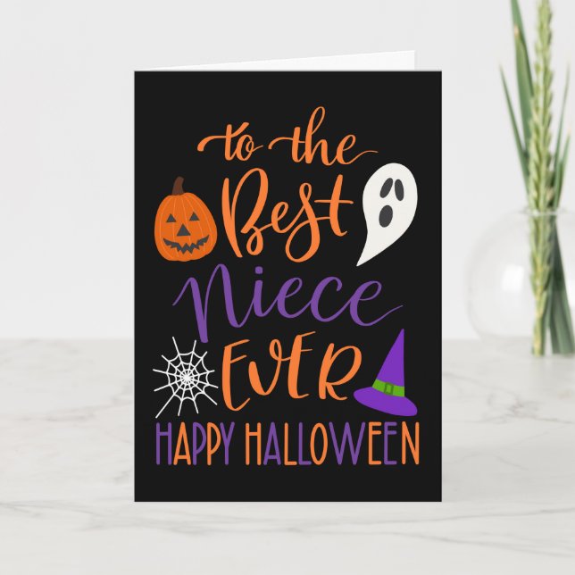 Best Niece Ever Halloween in Orange and Purple Card (Front)
