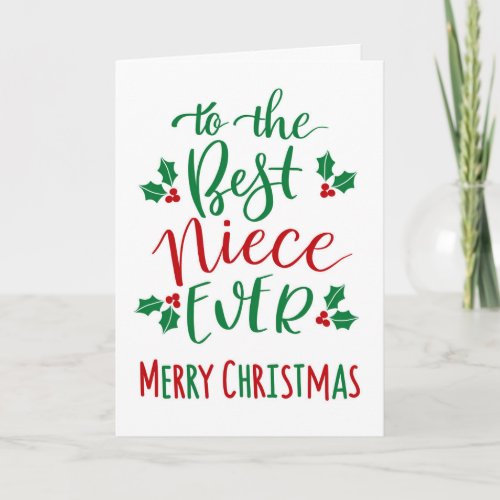 Best Niece Ever Merry Christmas Typography Card