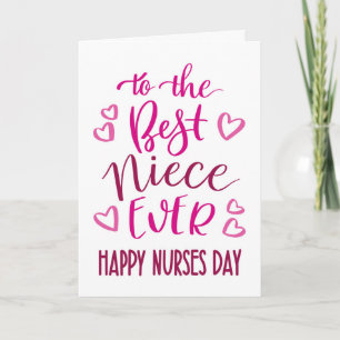 Best Niece Ever Nurses Day Typography in Pink Card