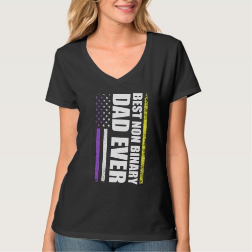 Best Non Binary Dad Ever Nonbinary Flag Pride Mont T_Shirt