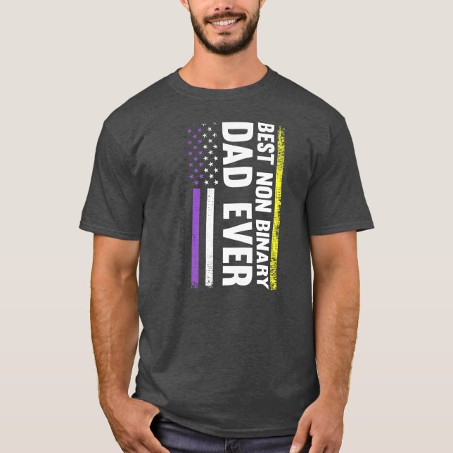 best non binary dad ever nonbinary flag Pride T-Shirt (Front)
