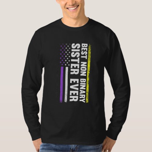 Best Non Binary Sister Ever Nonbinary Flag Pride M T_Shirt