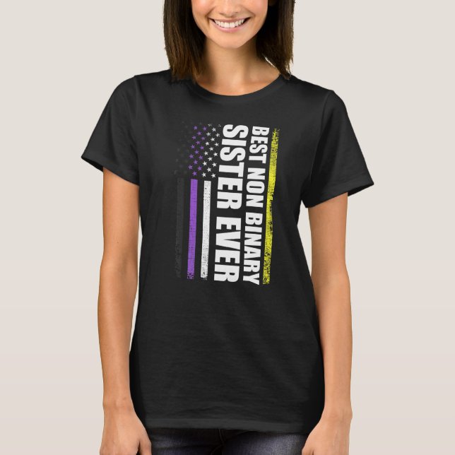 Best Non Binary Sister Ever Nonbinary Flag Pride M T-Shirt (Front)