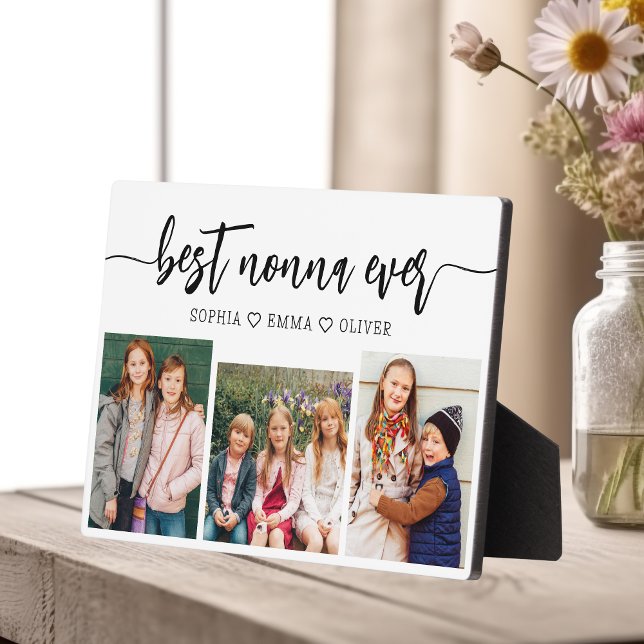 Best Nonna Ever - Grandchildren Photo Collage Plaque (Creator Uploaded)