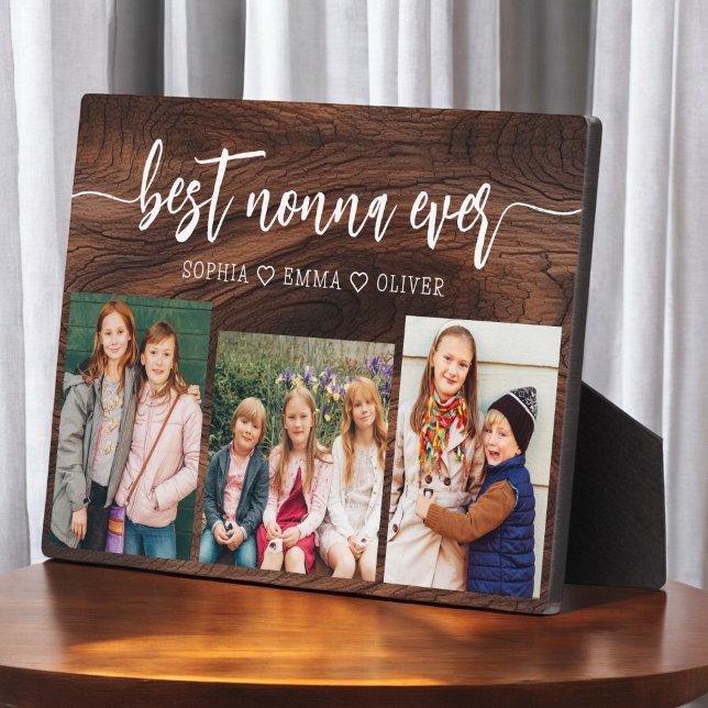 Best Nonna Ever - Grandchildren Wood Photo Collage Plaque (Creator Uploaded)