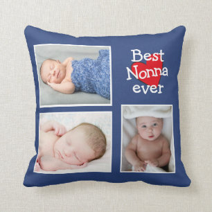 Best Nonna Ever Photo Collage Throw Pillow