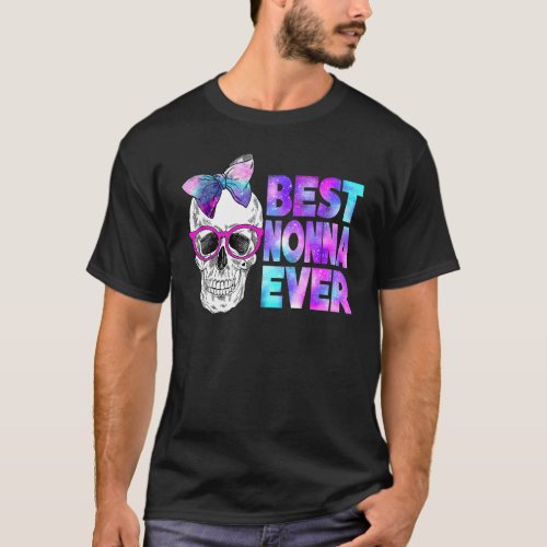 Best Nonna Ever Skull Pink Bow Tie Galaxy Mothers T_Shirt