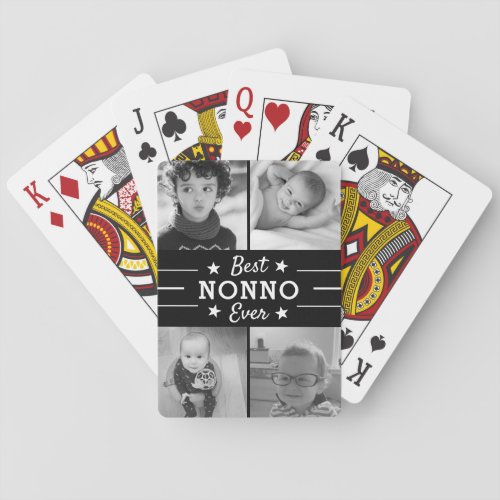 Best Nonno Ever  Grandchildren Photo Collage Playing Cards