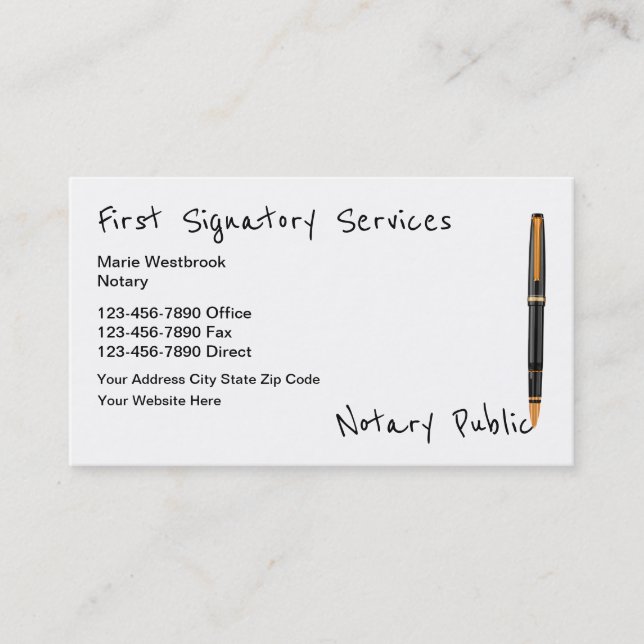 Best Notary Public Services Business Card (Front)