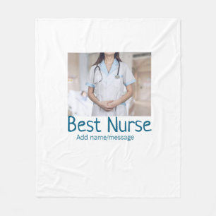 Best nurse add photo name text medical doctor hosp fleece blanket