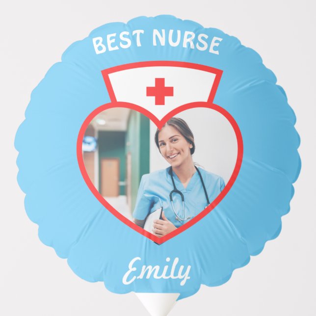 Best Nurse Cute Birthday Gift Add Your Photo Name Balloon (Front)
