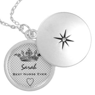 Best Nurse Ever Custom Name Polka Dot Gift V06 Locket Necklace