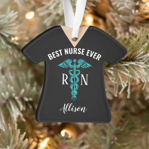 Best Nurse Ever Medical Caduceus Personalized Ornament