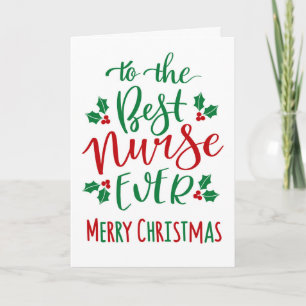 Best Nurse Ever Merry Christmas Typography Card