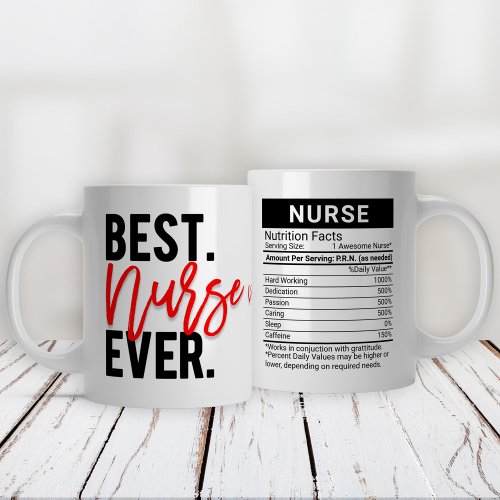 Best Nurse Ever Red  Editable Nutrition Facts Giant Coffee Mug