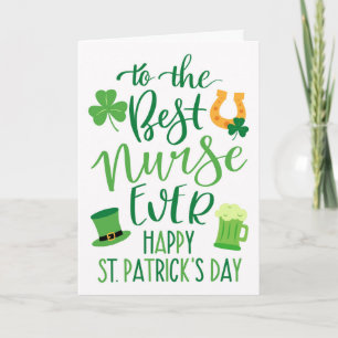 Best Nurse Ever St Patrick's Day Typography Card