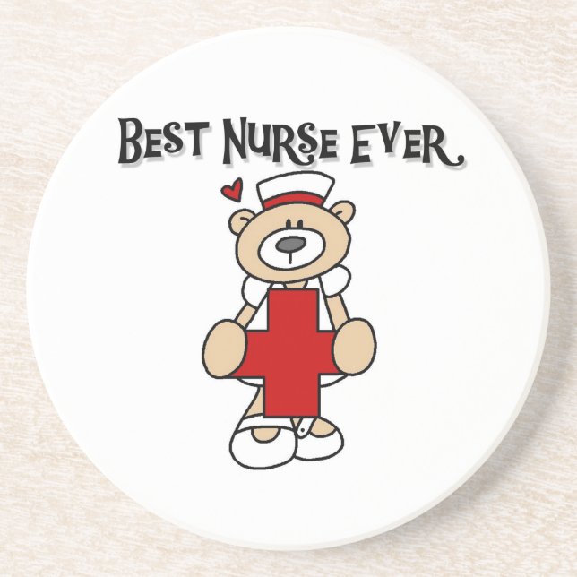 Best Nurse Ever Tshirts and Gifts Sandstone Coaster (Front)