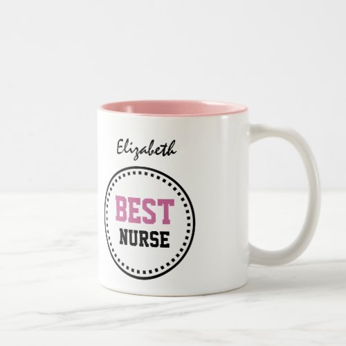 Best Nurse Modern Circle Custom Name V02EN Two_Tone Coffee Mug