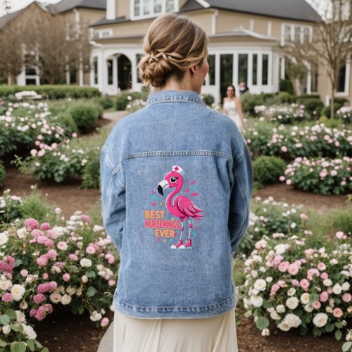 Best Nursemingo Ever Nurse Flamingo Lover Denim Jacket