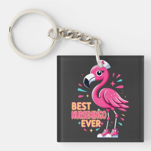 Best Nursemingo Ever Nurse Flamingo Lover Keychain