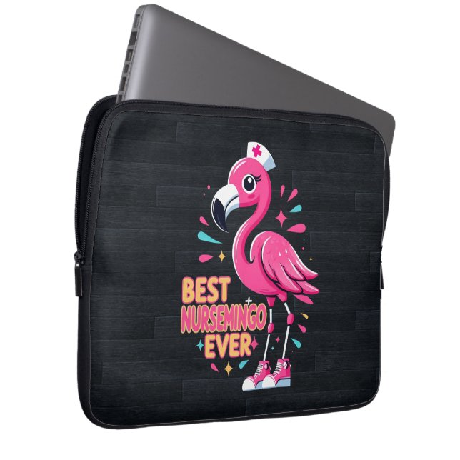 Best Nursemingo Ever Nurse Flamingo Lover Laptop Sleeve (Front Right)
