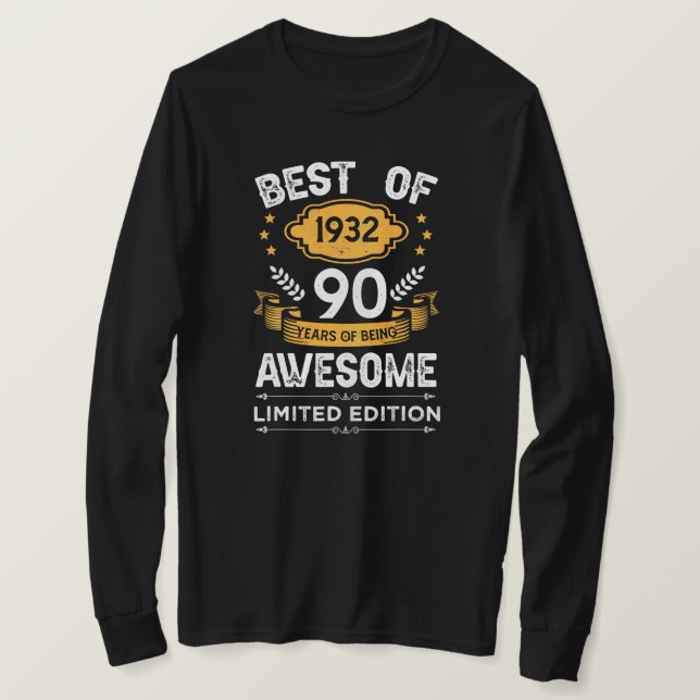 Best Of 1932 90 Years Old Gifts 90th Birthday T-Shirt (Design Front)
