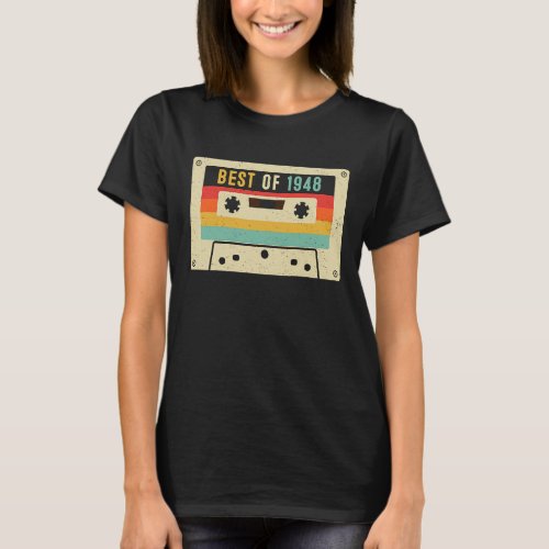 Best of 1948 Cassette Tape Retro Vintage 75th Birt T_Shirt