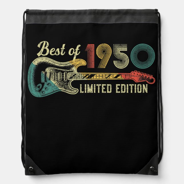 Best of 1950 Limited Edition Guitarist 72 Year Drawstring Bag (Front)