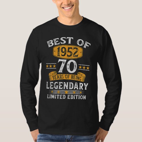 Best Of 1952 70 Years Old  70th Birthday  For Men T_Shirt
