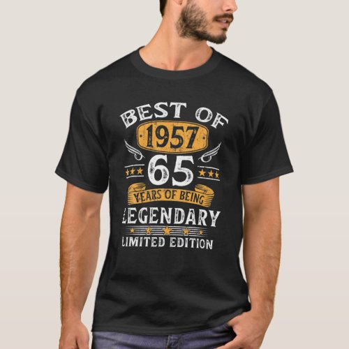 Best Of 1957 65 Years Old Gifts 65Th Birthday Gift T_Shirt