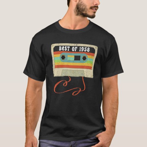 Best Of 1958 65th Birthday Gifts Vintage Cassette  T_Shirt