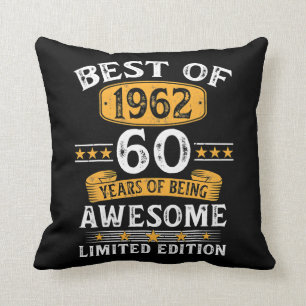 Best Of 1962 60 Years Old Gifts 60th Birthday Throw Pillow
