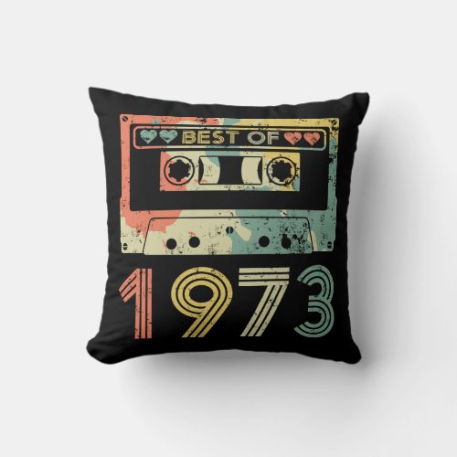 Best Of 1973 _ Retro 70s Cassette Tapes T_Shirt Throw Pillow