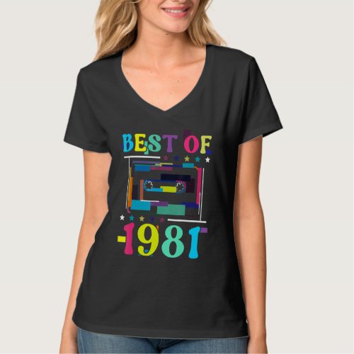 Best Of 1981 Birthday Retro Birth Year Cassette Ta T_Shirt