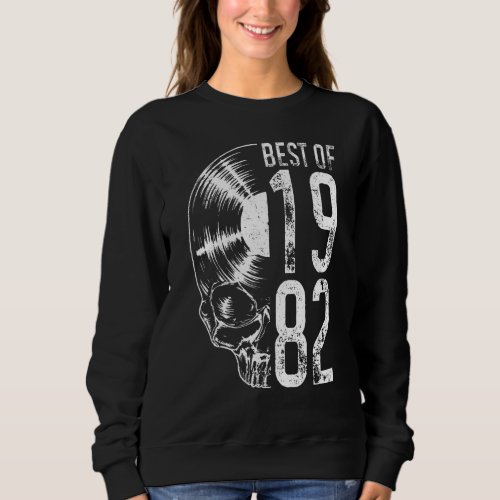 Best Of 1982 Vintage Vinyl Record  Gothic Skull Lp Sweatshirt