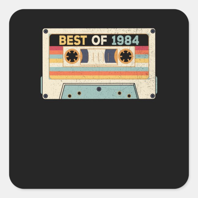 Best Of 1984 Birthday Cassette Tape Square Sticker (Front)