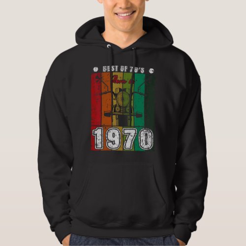 Best Of 70s Born In 1970 Classic Motorcycle Birth Hoodie