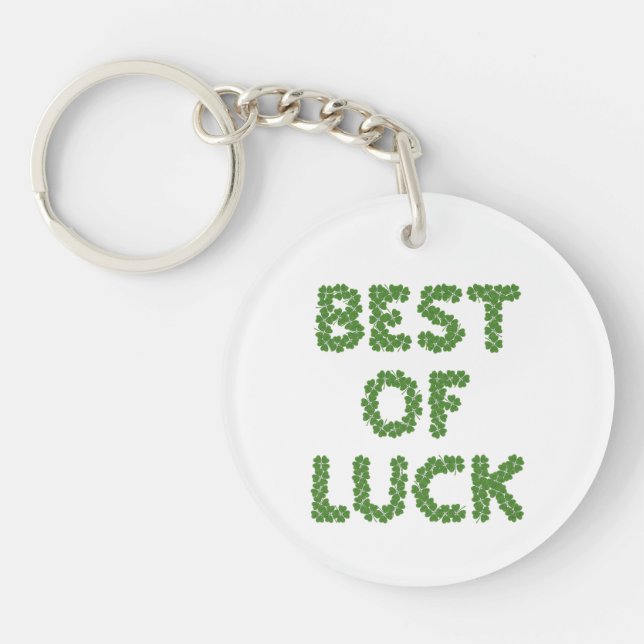 Best of Luck Clovers Greeting Keychain (Front)
