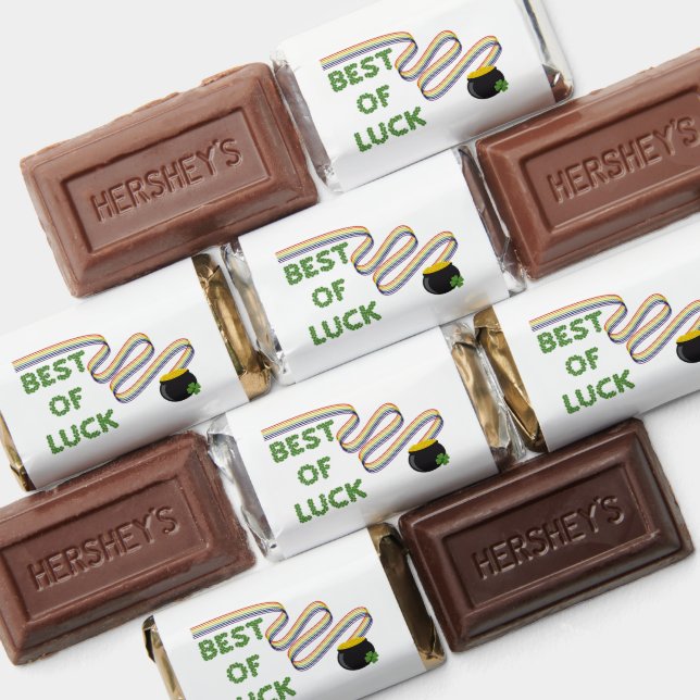 Best of Luck Greeting with Clovers and Rainbow Hershey's Miniatures (Assorted)