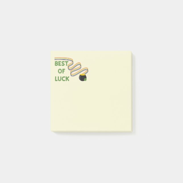 Best of Luck Greeting with Clovers and Rainbow Post-it Notes (Front)