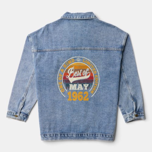Best Of May 1962 60th Birthday  For 60 Years Old  Denim Jacket