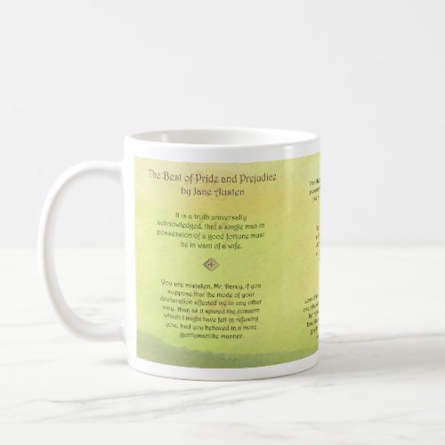 Best of Pride and Prejudice Jane Austen Quotes Coffee Mug