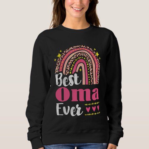 Best Oma Ever Rainbow Leopard Mothers Day Mom Gran Sweatshirt