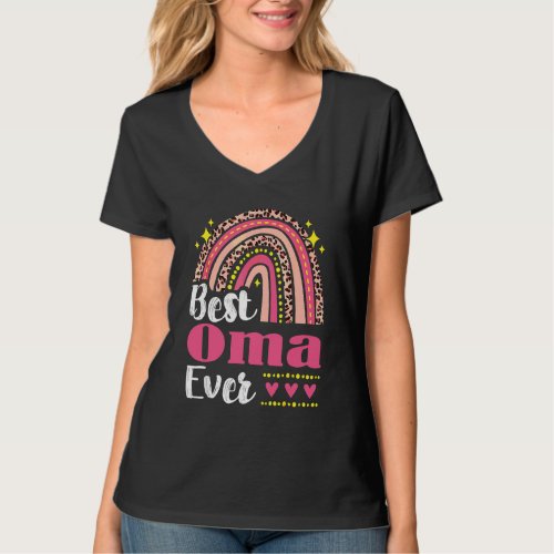 Best Oma Ever Rainbow Leopard Mothers Day Mom Gran T_Shirt