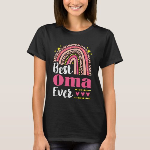 Best Oma Ever Rainbow Leopard Mothers Day Mom Gran T_Shirt